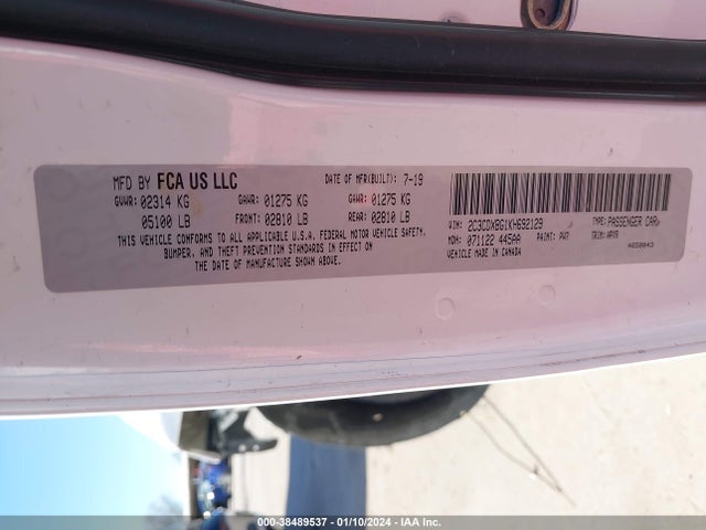 Dodge Charger Sxt Rwd 2019 2C3CDXBG1KH692129 Image 9