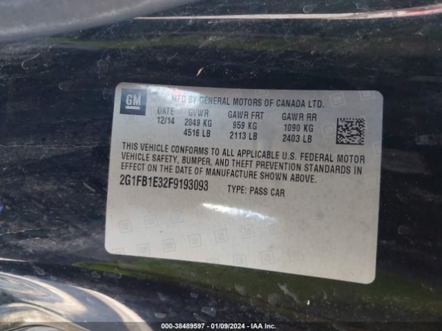 2G1FB1E32F9193093 Chevrolet Camaro 2ls