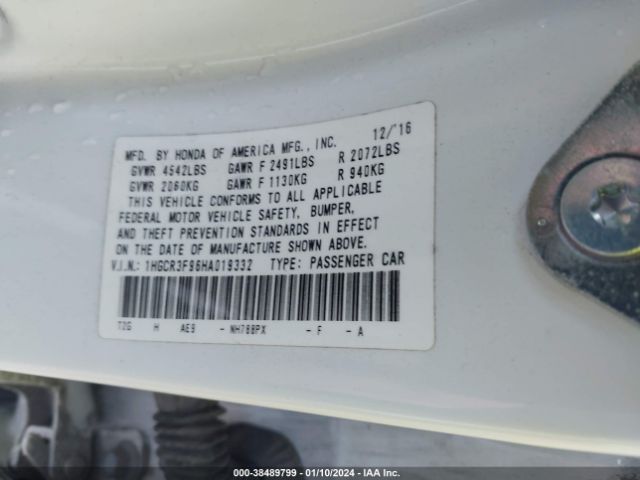 1HGCR3F96HA019332 Honda Accord Touring V6