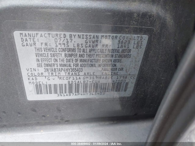Nissan SENTRA S 2017 3N1AB7AP4HY365403 Image 9