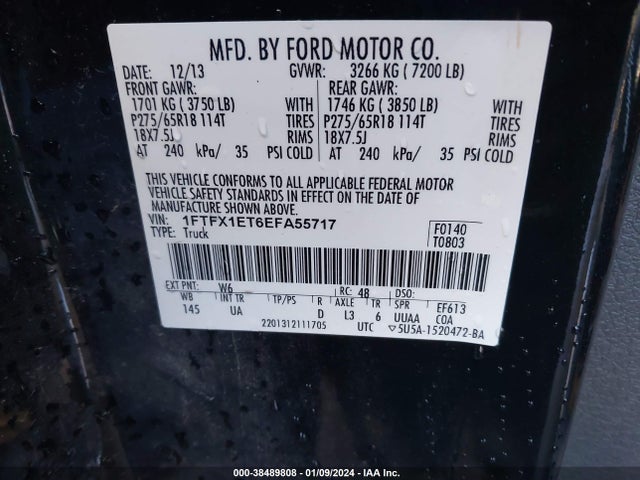 Ford F-150 Xlt 2014 1FTFX1ET6EFA55717 Image 9
