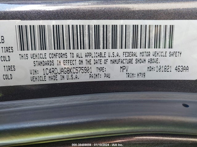 Dodge Durango Sxt Awd 2019 1C4RDJAG8KC575901 Image 9