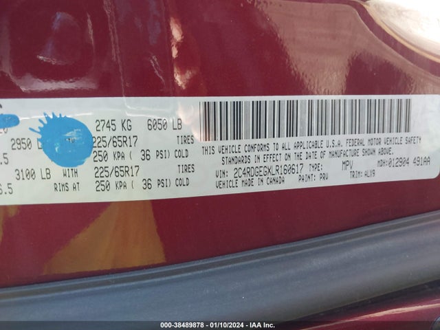 Dodge Grand Caravan Gt 2020 2C4RDGEGXLR160617 Image 9