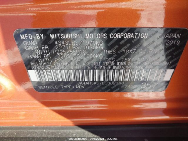 JA4AR3AU7LU002168 Mitsubishi Outlander Sport 2.0 Es Awc