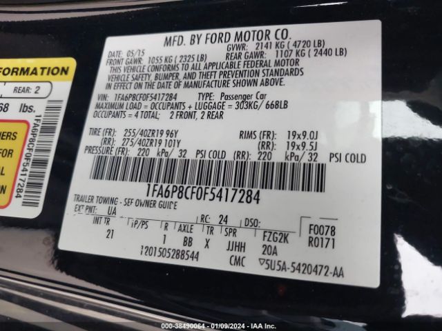 2015 FORD MUSTANG 1FA6P8CF0F5417284 Photo 8