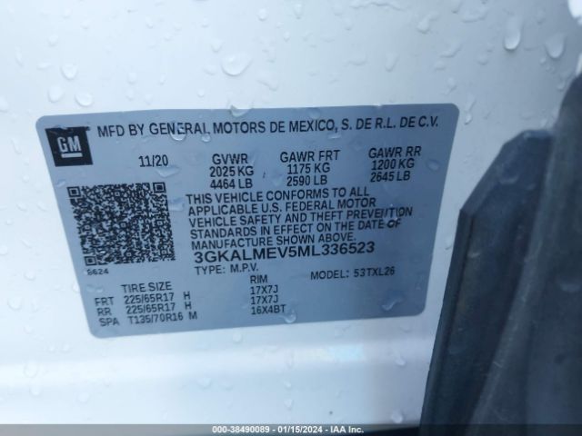 3GKALMEV5ML336523 GMC Terrain Fwd Sle