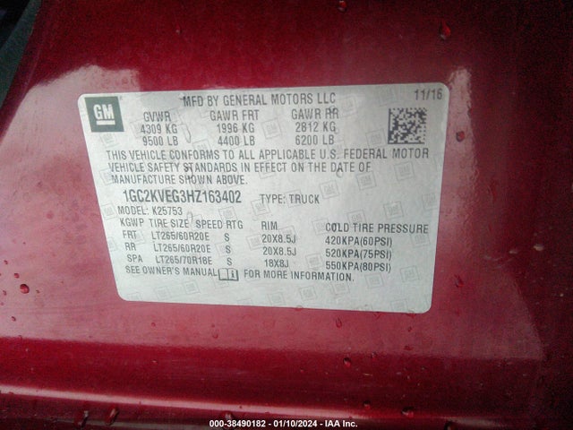 Chevrolet Silverado 2500hd Lt 2017 1GC2KVEG3HZ163402 Image 9