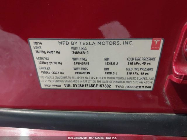 5YJSA1E45GF157302 Tesla MODEL S