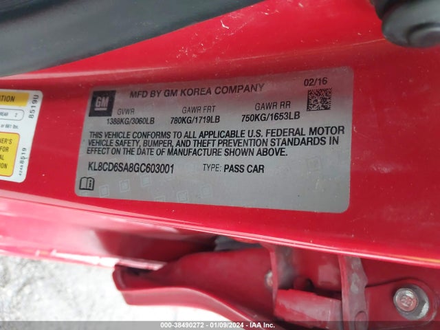 Chevrolet Spark 1lt Cvt 2016 KL8CD6SA8GC603001 Image 9