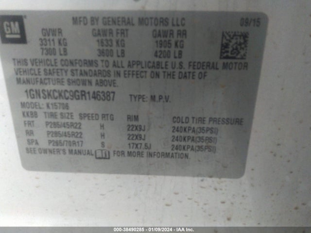 Chevrolet Tahoe Ltz 2016 1GNSKCKC9GR146387 Image 9