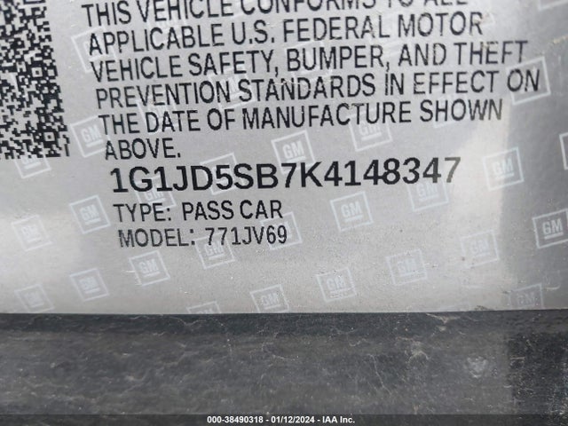 Chevrolet Sonic Lt Auto 2019 1G1JD5SB7K4148347 Image 9