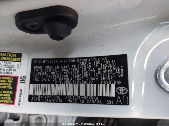 Toyota COROLLA LE 2015 2T1BURHEXFC288027 Image 9