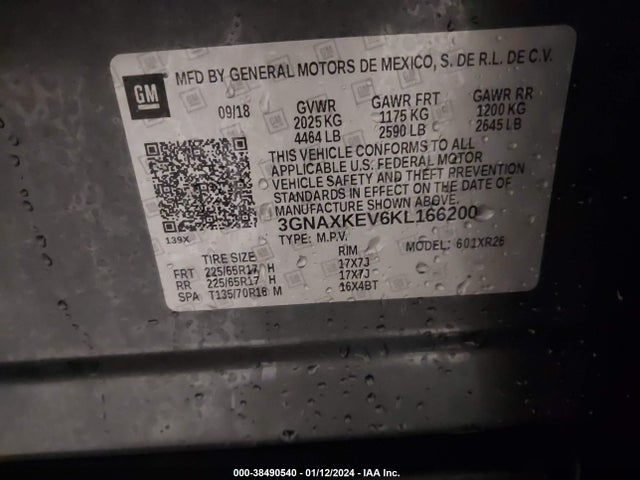 Chevrolet EQUINOX LT 2019 3GNAXKEV6KL166200 Image 9