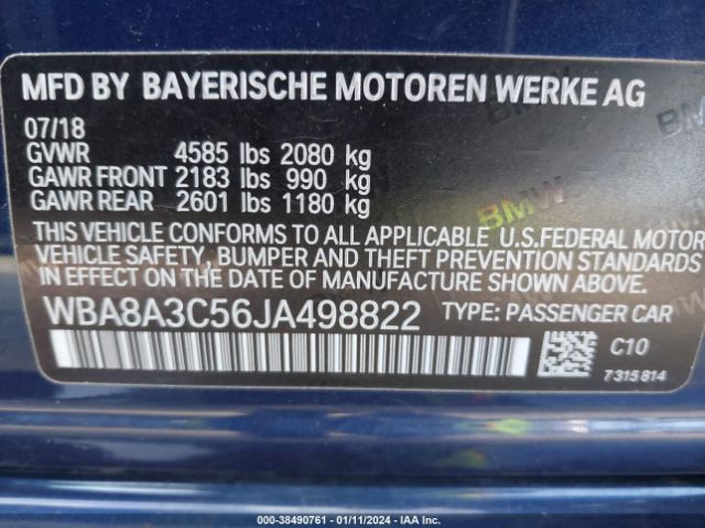 WBA8A3C56JA498822 BMW 320i Xdrive