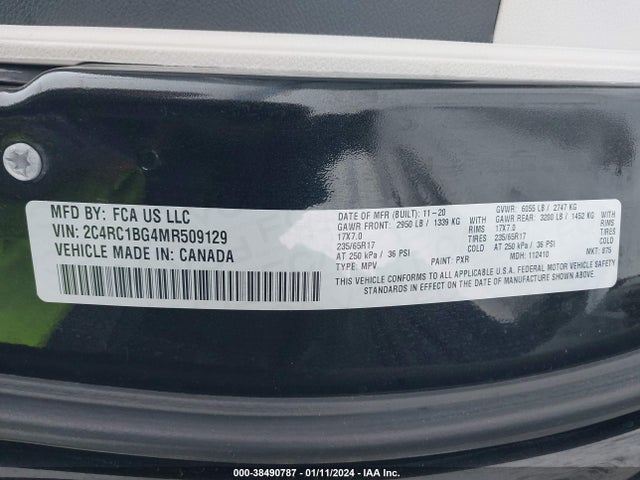 Chrysler Pacifica Touring L 2021 аукцион фото
