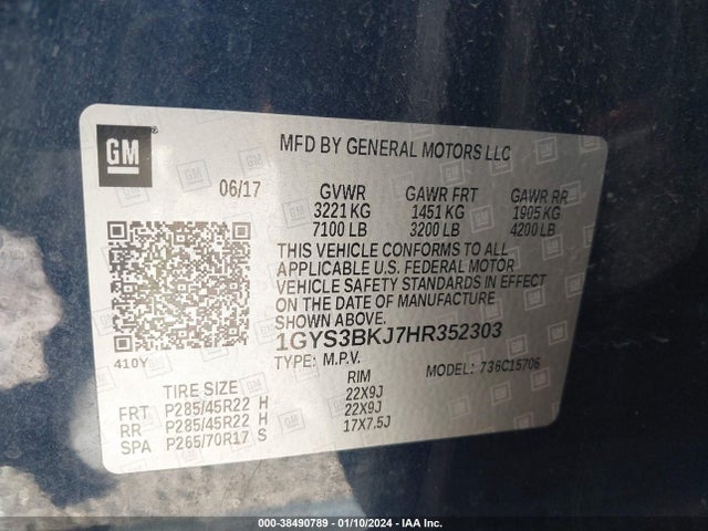 1GYS3BKJ7HR352303 Cadillac Escalade Luxury