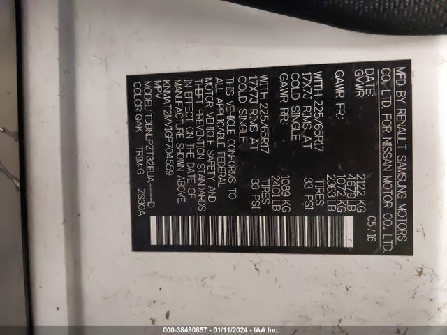 Nissan ROGUE S 2016 KNMAT2MV1GP704559 Image 9