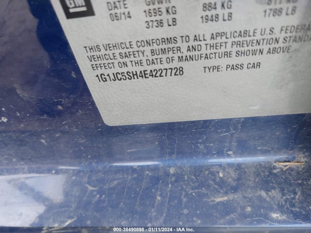 Chevrolet Sonic Lt Auto 2014 1G1JC5SH4E4227728 Image 9