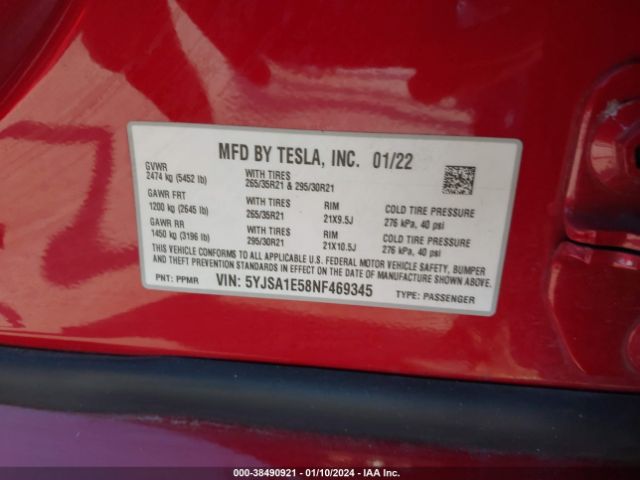 5YJSA1E58NF469345 Tesla Model S Dual Motor All-wheel Drive