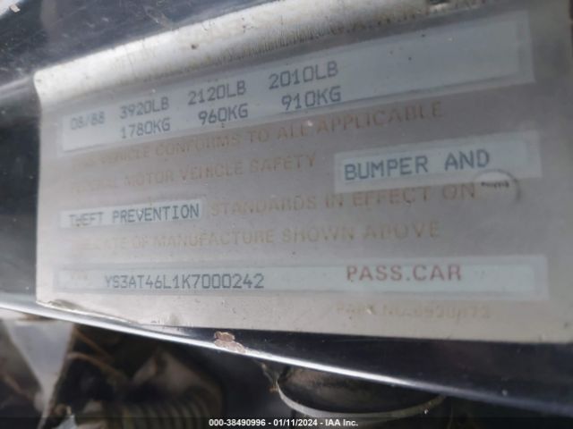 1989 SAAB 900 YS3AT46L1K7000242 Photo 8