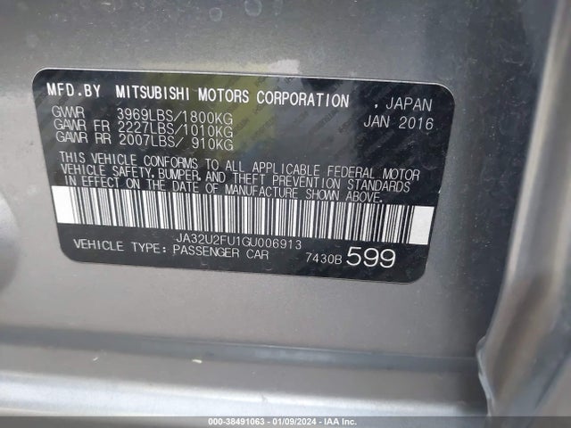 Mitsubishi LANCER ES 2016 JA32U2FU1GU006913 Image 9