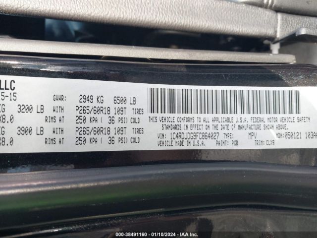 1C4RDJDG9FC864027 Dodge DURANGO LIMITED