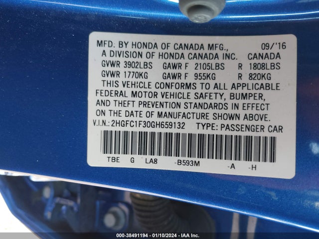 Honda Civic Ex-t 2016 2HGFC1F30GH659132 Image 9