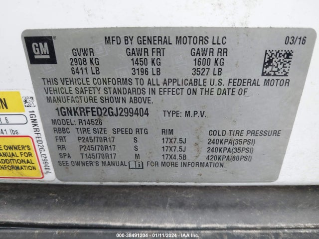 Chevrolet Traverse Ls 2016 1GNKRFED2GJ299404 Image 9