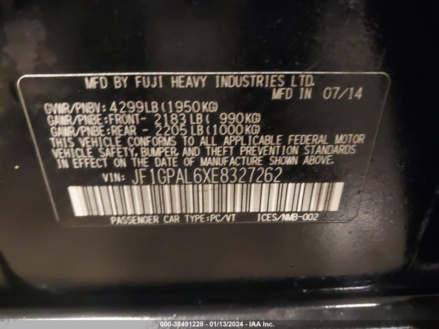 JF1GPAL6XE8327262 Subaru Impreza 2.0i Sport Premium