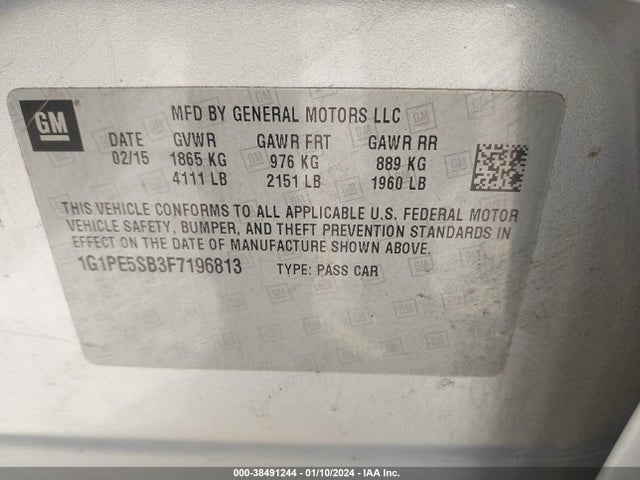 Chevrolet Cruze 2lt Auto 2015 1G1PE5SB3F7196813 Image 9