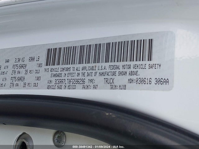 RAM 1500 Big Horn 2015 3C6RR7LT0FG596296 Image 9