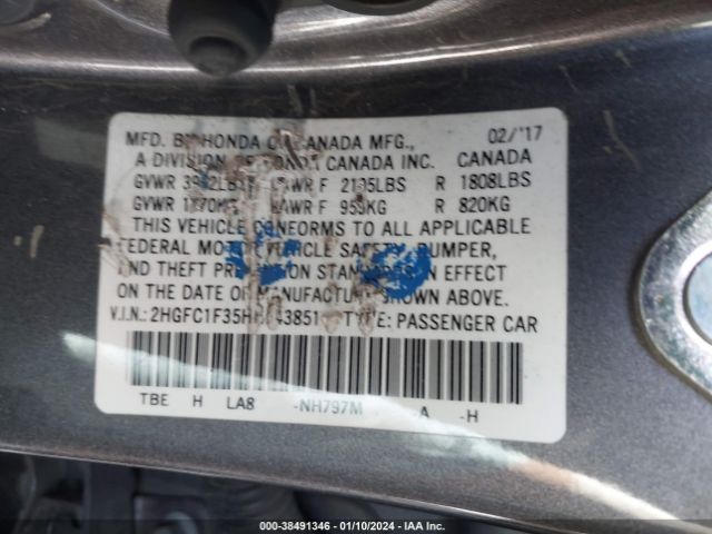 2HGFC1F35HH643851 Honda Civic Ex-t