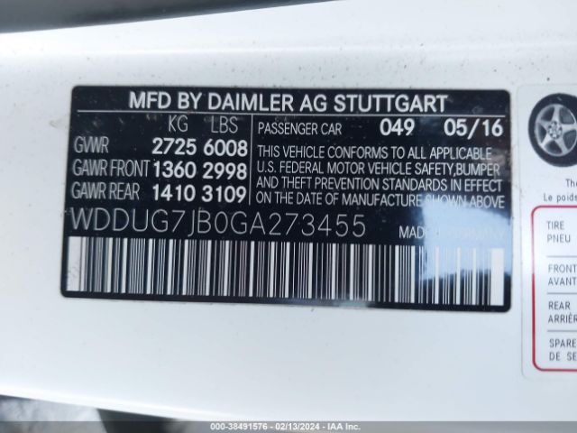 WDDUG7JB0GA273455 Mercedes-Benz Amg S 63 4matic