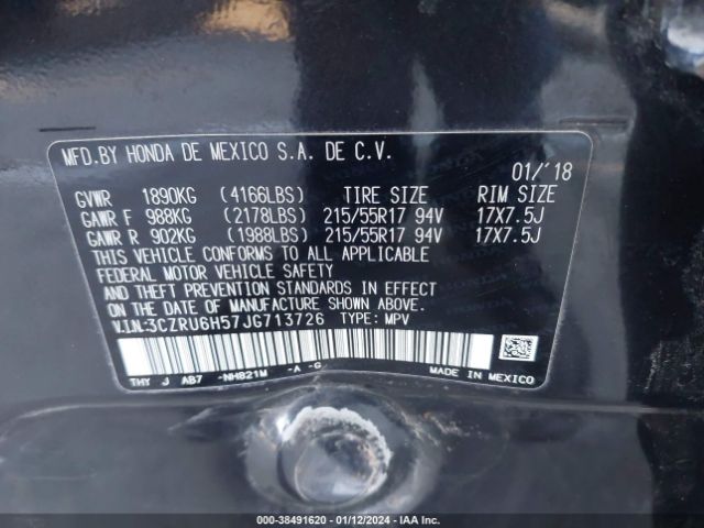3CZRU6H57JG713726 Honda HR-V EX