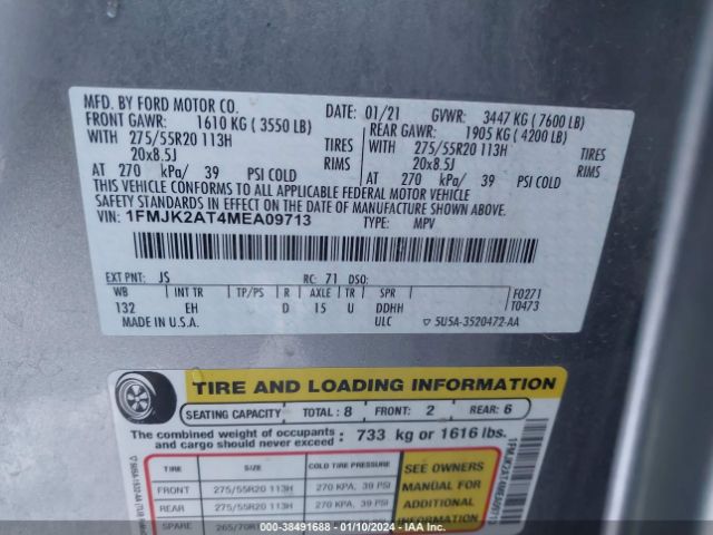 1FMJK2AT4MEA09713 Ford Expedition Limited Max