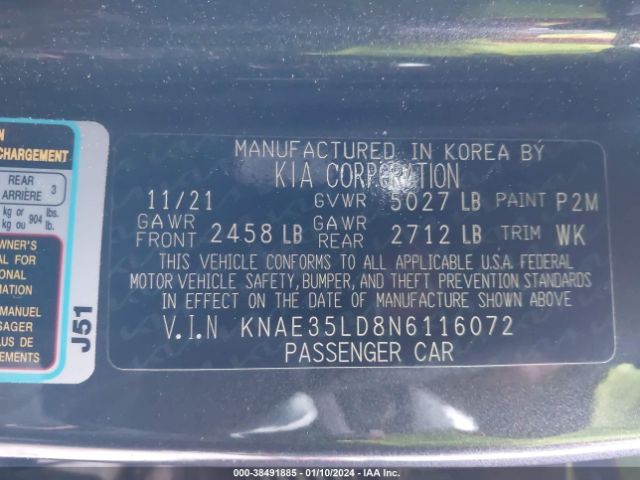 KNAE35LD8N6116072 KIA Stinger Gt-line