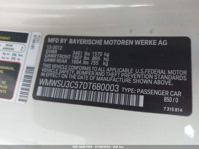 2013 MINI HARDTOP WMWSU3C57DT680003 Photo 8
