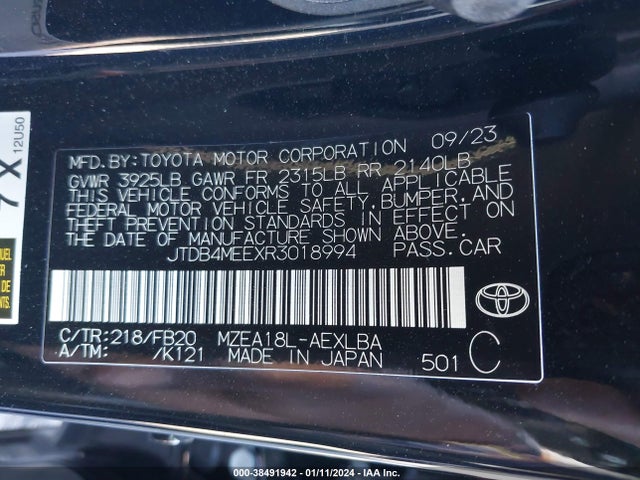 Toyota COROLLA LE 2024 JTDB4MEEXR3018994 Image 9