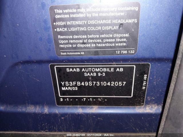 2003 SAAB 9-3 YS3FB49S731042057 Photo 8