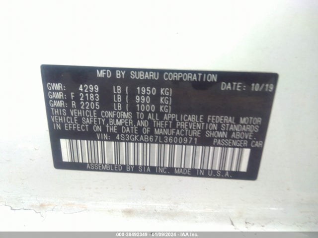 Subaru IMPREZA SEDAN 2020 4S3GKAB67L3600971 Image 9