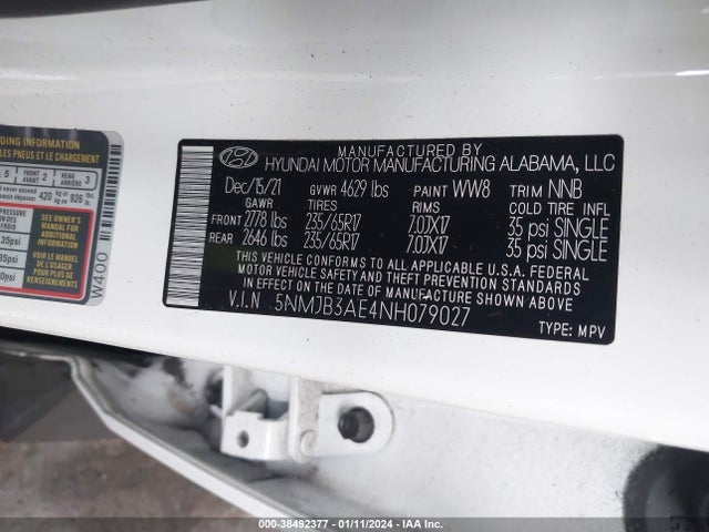 Hyundai TUCSON SEL 2022 5NMJB3AE4NH079027 Image 9