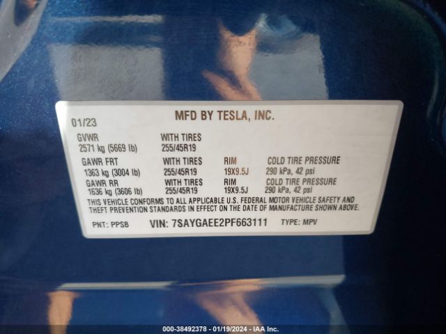 7SAYGAEE2PF663111 Tesla Model Y