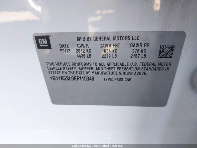 Chevrolet Malibu 1ls 2014 1G11B5SL9EF110948 Image 9