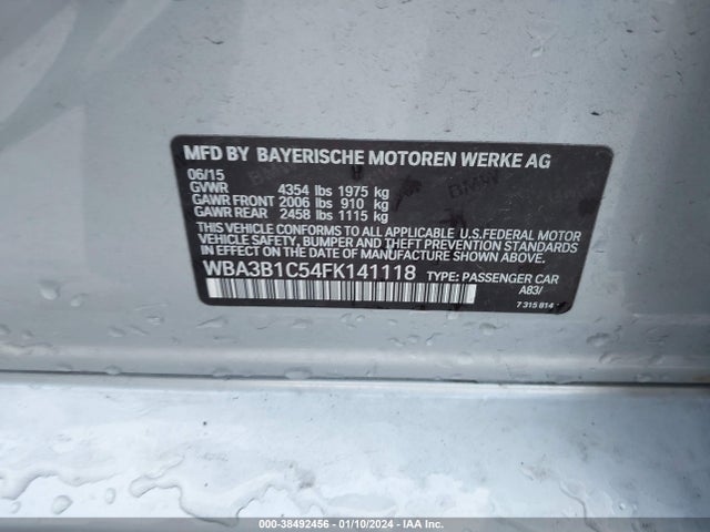 BMW 320i 2015 WBA3B1C54FK141118 Image 9