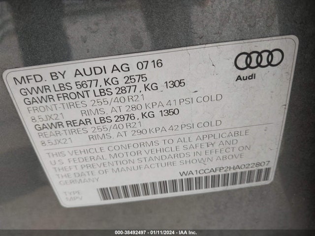 WA1CCAFP2HA022807 Audi Sq5 3.0t Premium Plus