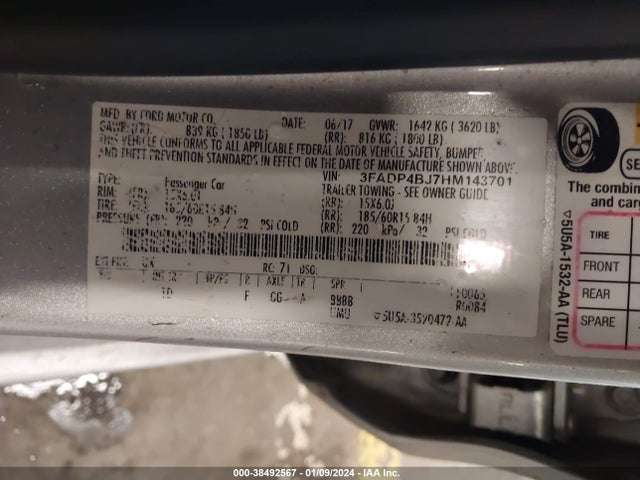 Ford FIESTA SE 2017 3FADP4BJ7HM143701 Image 9
