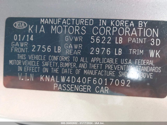 KIA K900 Luxury 2015 KNALW4D40F6017092 Image 9