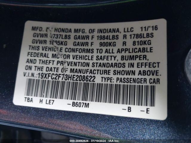 19XFC2F73HE208622 Honda CIVIC EX