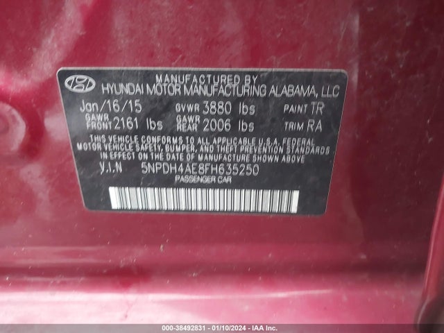 2015 HYUNDAI ELANTRA SE VIN: 5NPDH4AE8FH635250