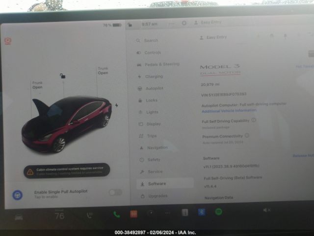 5YJ3E1EB9JF075393 Tesla Model 3 Long Range/performance
